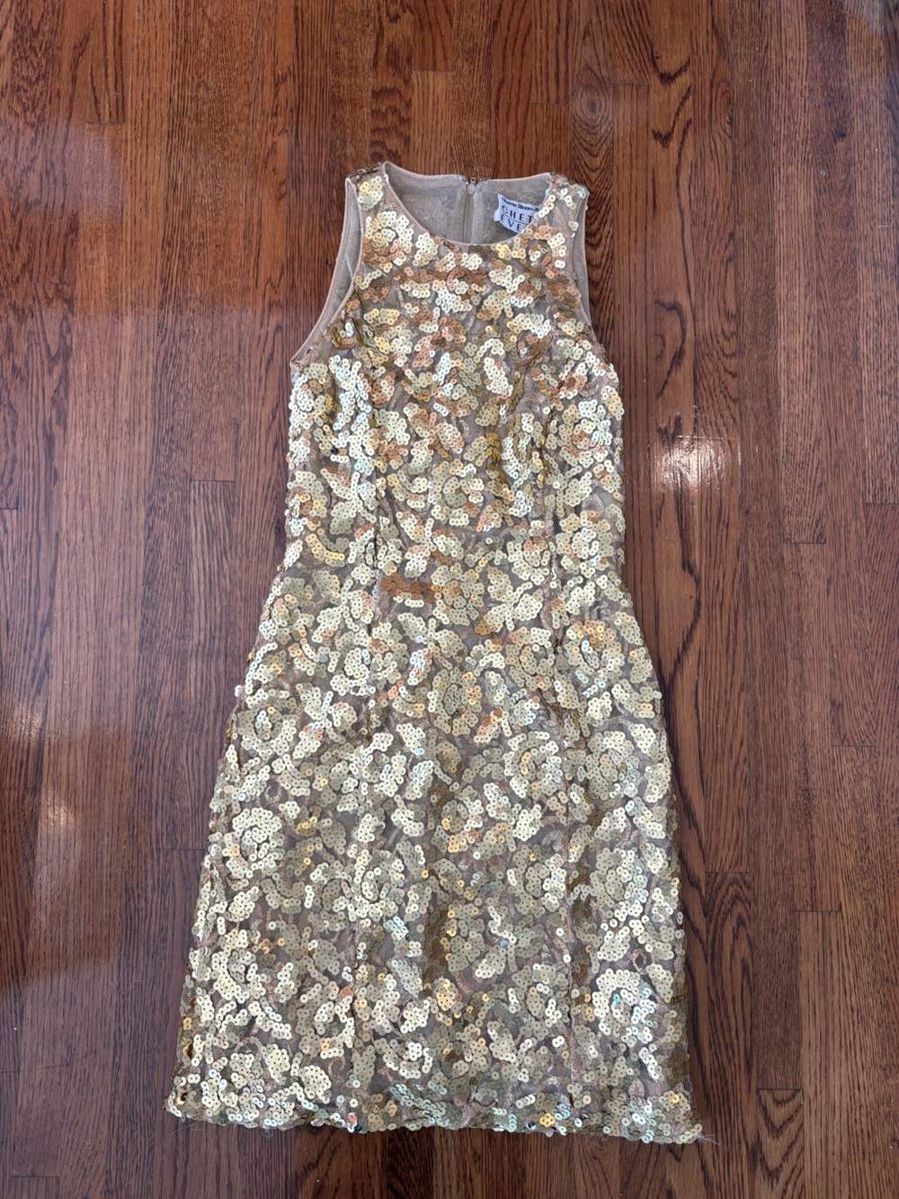 Chetta B Gold Sequin Sleeveless Maxi Dress